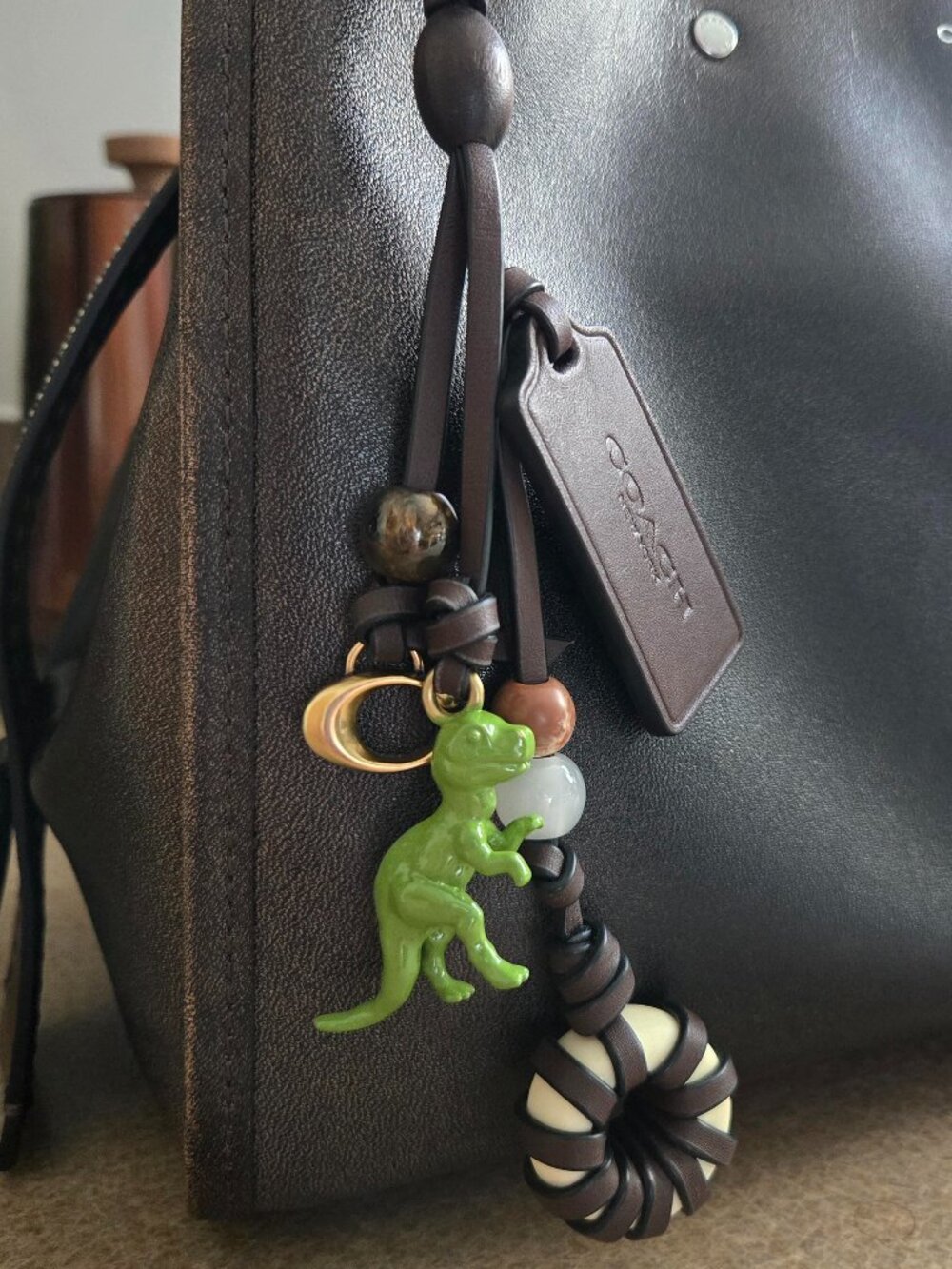Coach Dino Heritage Bag Charm CCD27 in Brass/Maple - NWOT -
